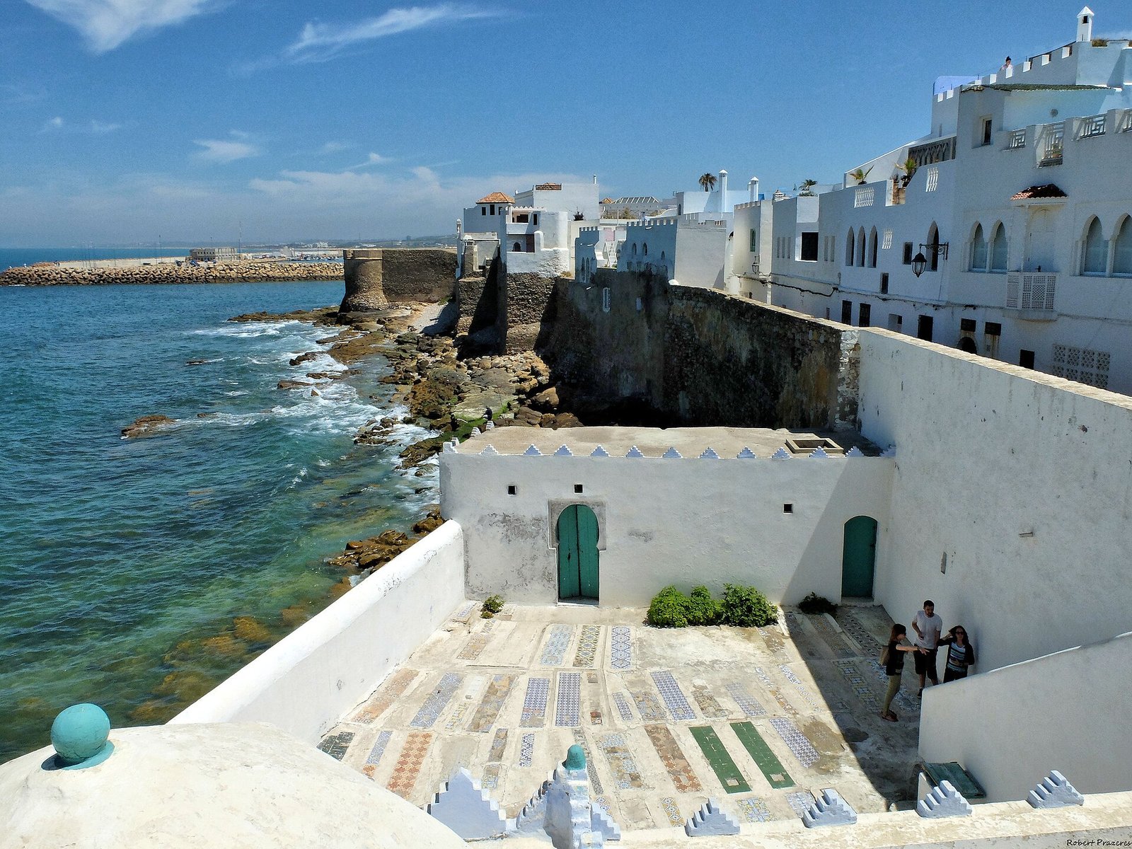 Whitewashed medina of Asilah above its Atlantic sea walls