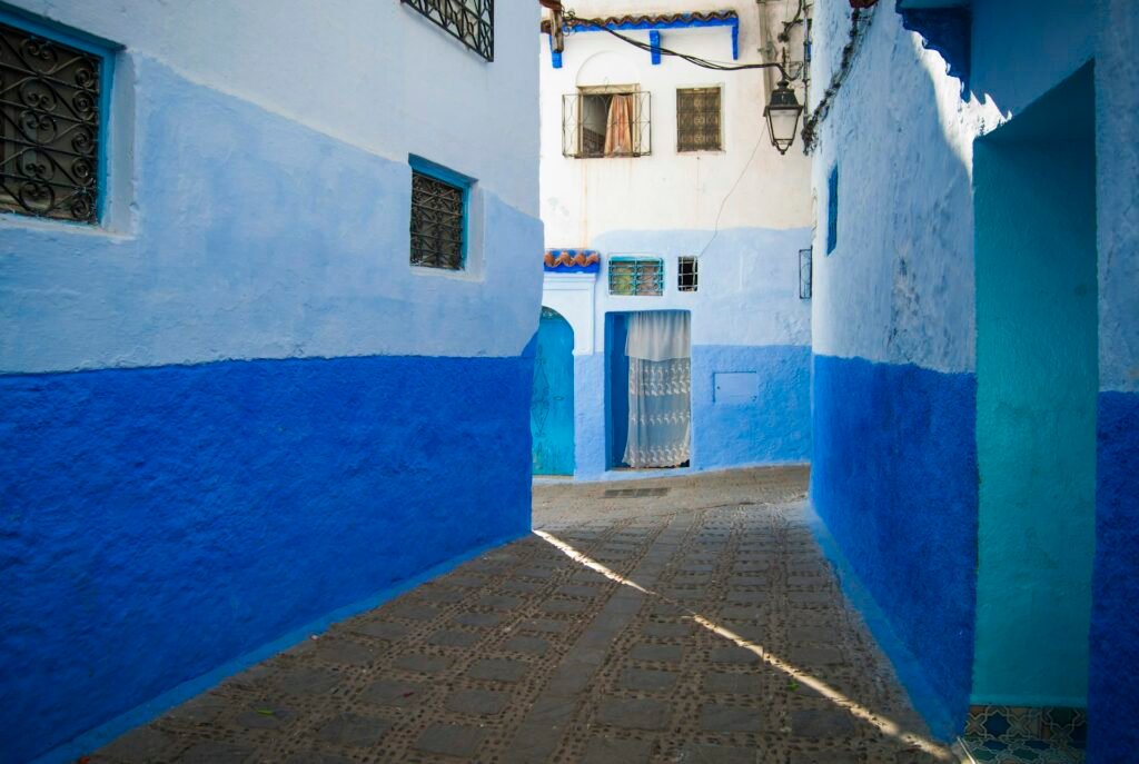 Blue medina street visited on a Tangier to Fes via Chefchaouen transfer