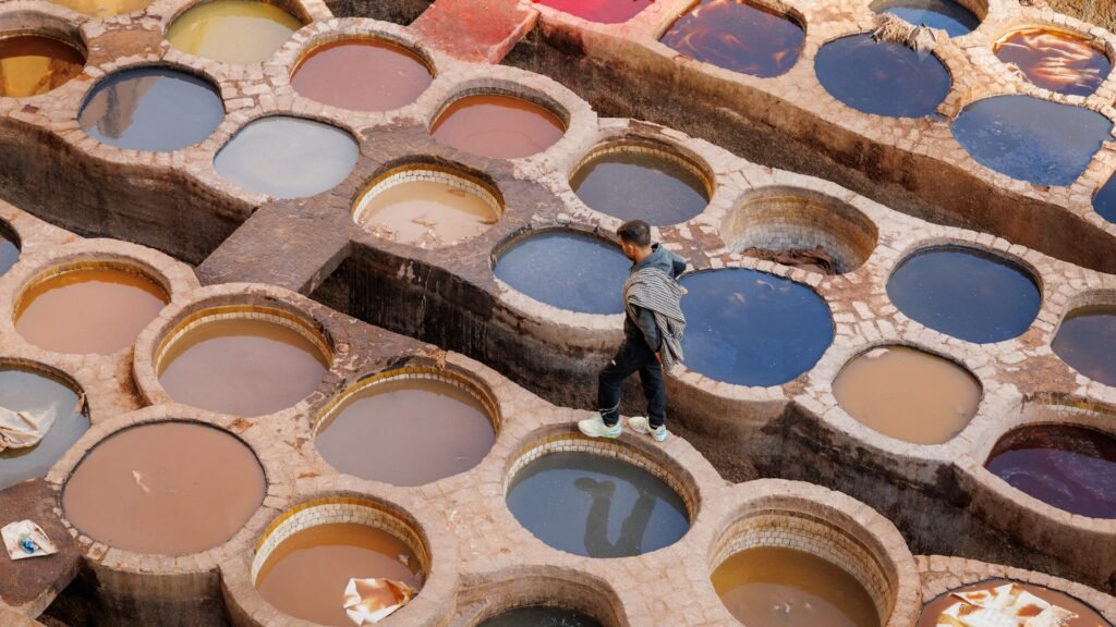 Tanneries of the Fes medina, at the other end of the route