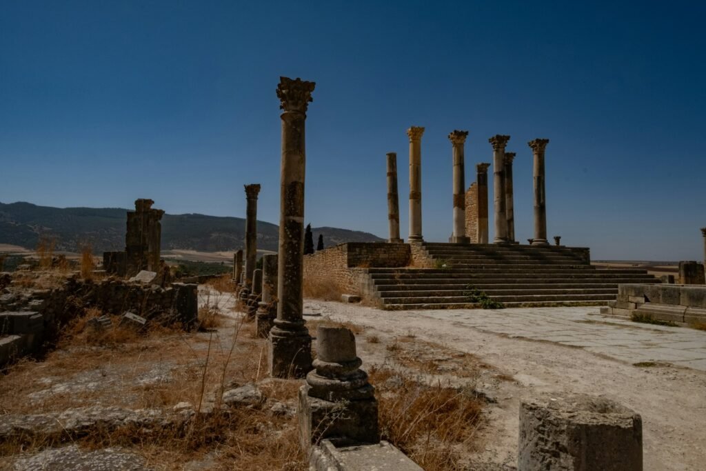 Roman columns at Volubilis, a stop on the way to Fes