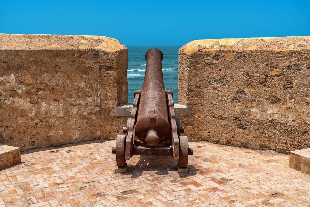 A cannon on the Portuguese bastion of Asilah looking out to the Atlantic, in an Asilah travel guide