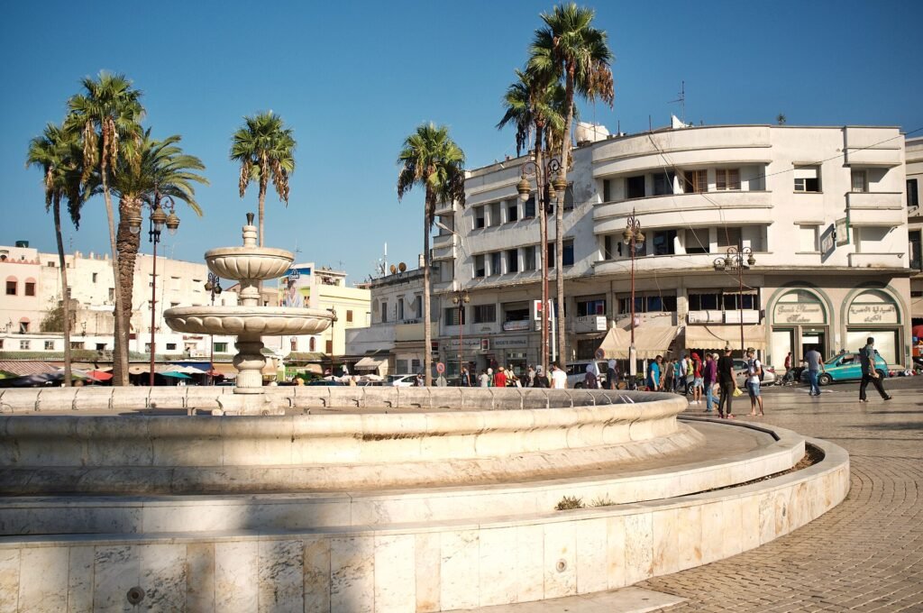 The fountain of the Grand Socco in Tangier, the first stop of one day in Tangier