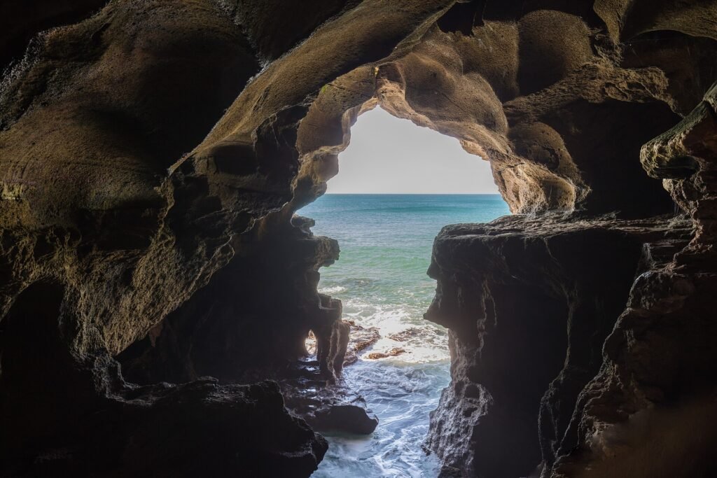 The sea opening of the Caves of Hercules near the Cape Spartel lighthouse