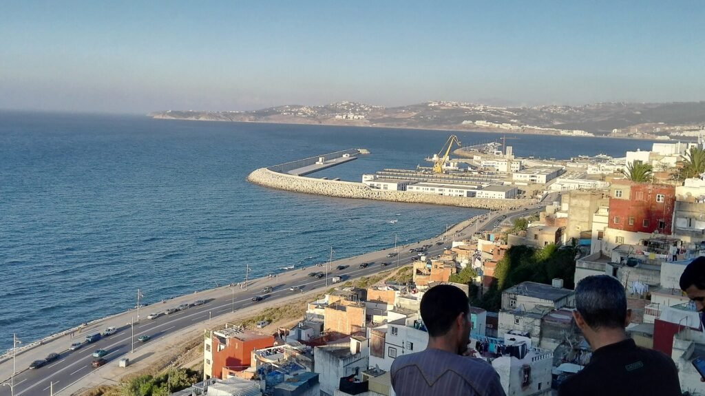 The bay of Tangier seen from above in clear weather